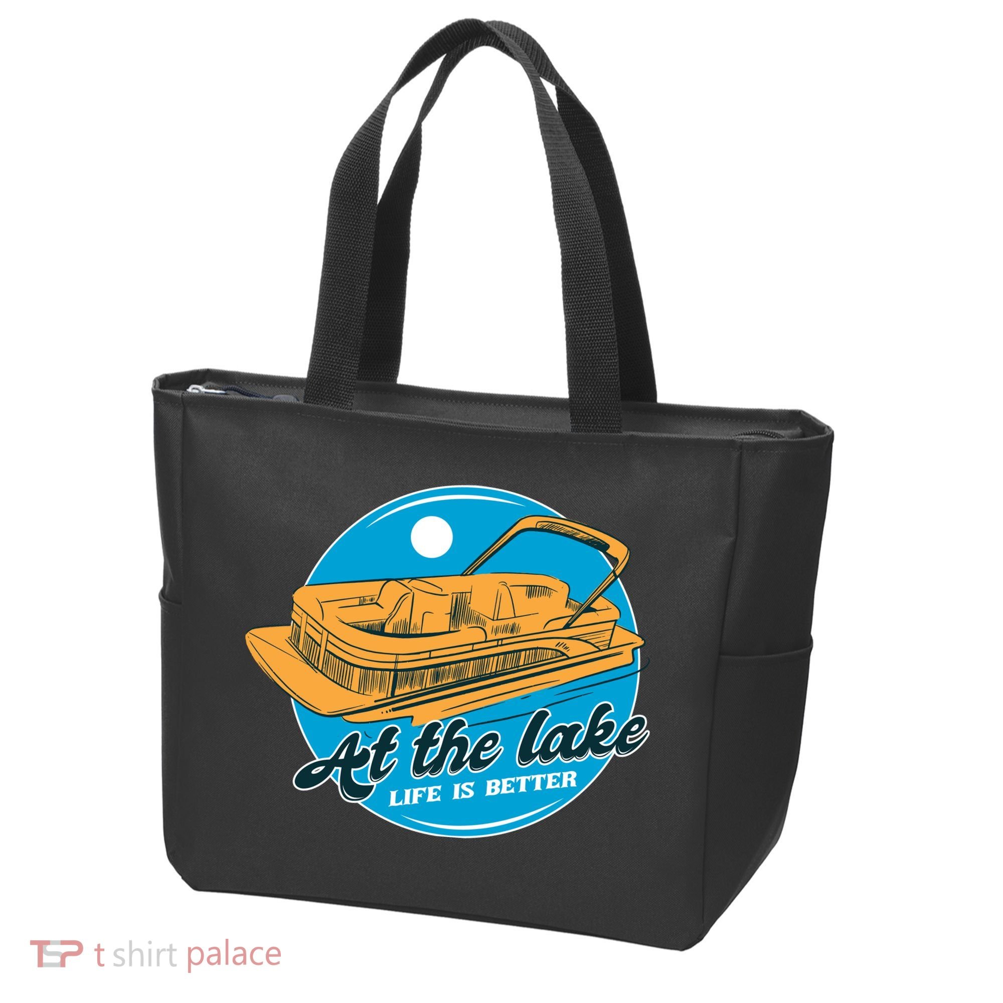 At The Lake Life Is Better Pontoon Tote Bag