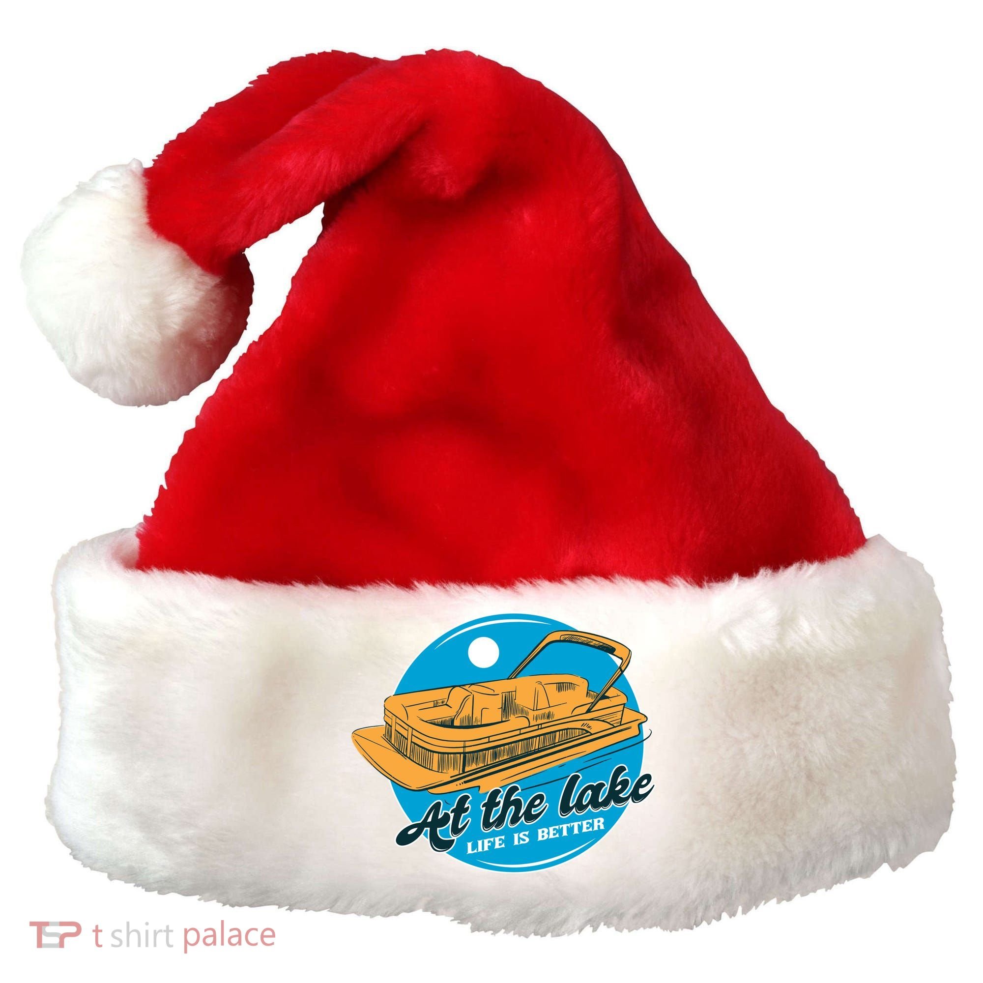At The Lake Life Is Better Pontoon Santa Hat