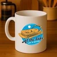 At The Lake Life Is Better Pontoon Coffee Mug thumb 4