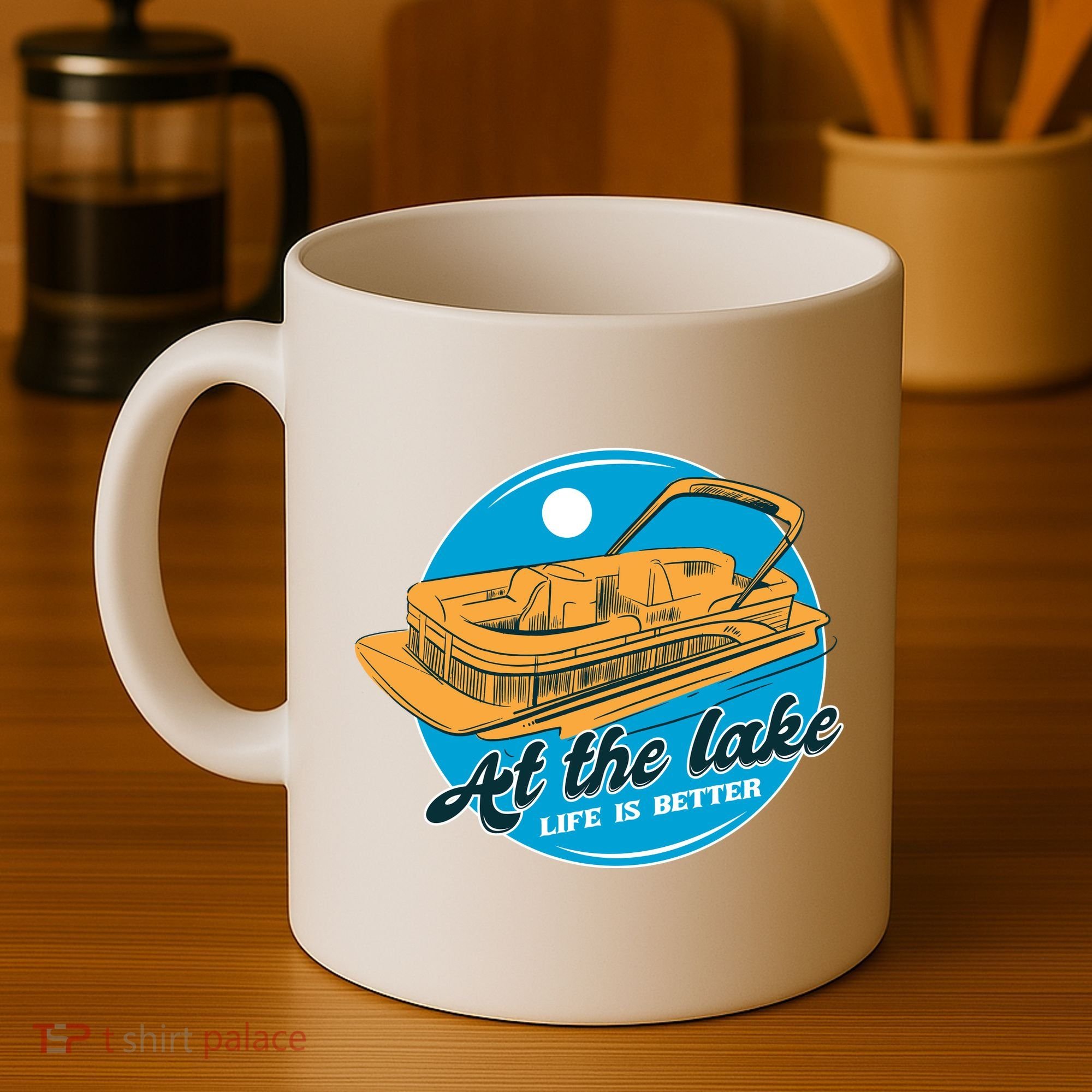 At The Lake Life Is Better Pontoon Coffee Mug