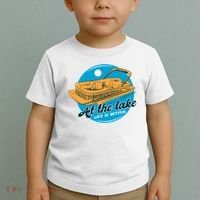 At The Lake Life Is Better Pontoon Toddler T-Shirt thumb 2