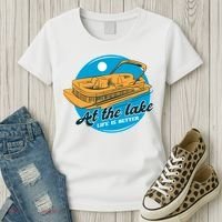 At The Lake Life Is Better Pontoon Women's T-Shirt thumb 3