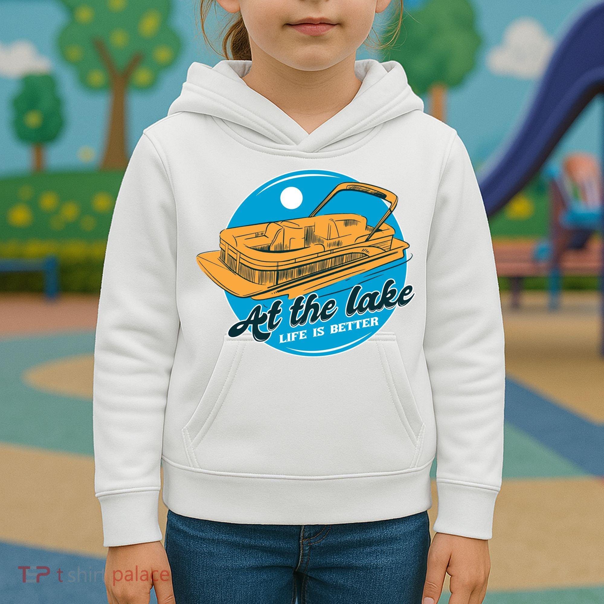 At The Lake Life Is Better Pontoon Kids Hoodie