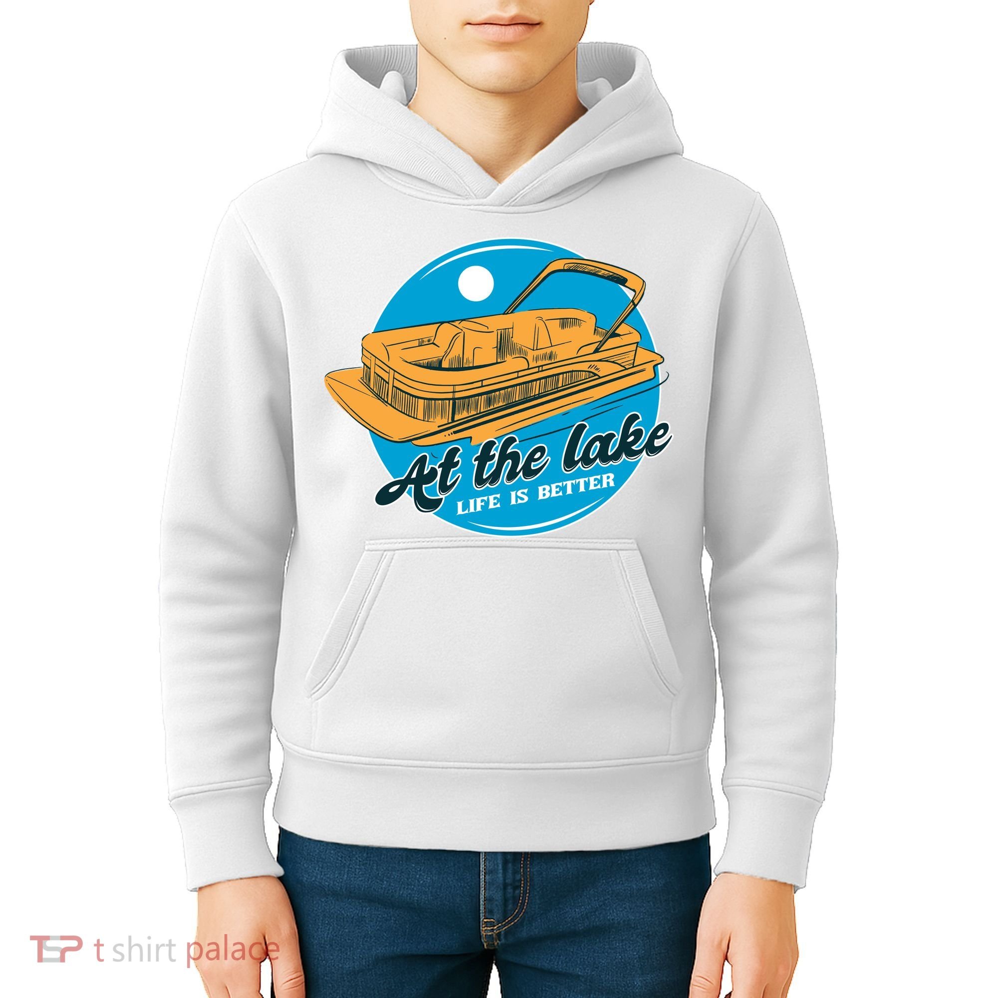 At The Lake Life Is Better Pontoon Kids Hoodie