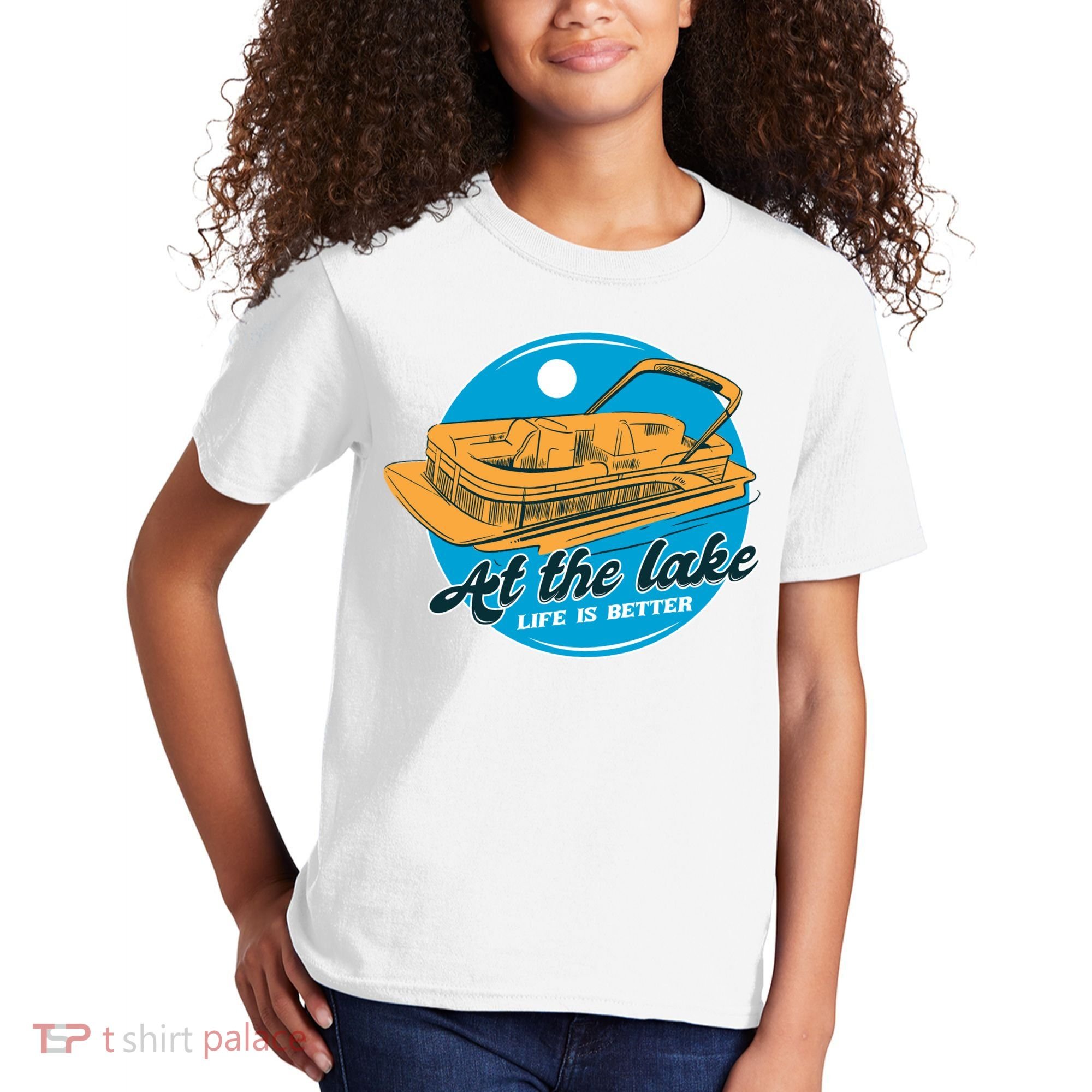 At The Lake Life Is Better Pontoon Kids T-Shirt