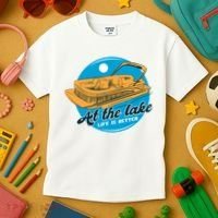 At The Lake Life Is Better Pontoon Kids T-Shirt thumb 3