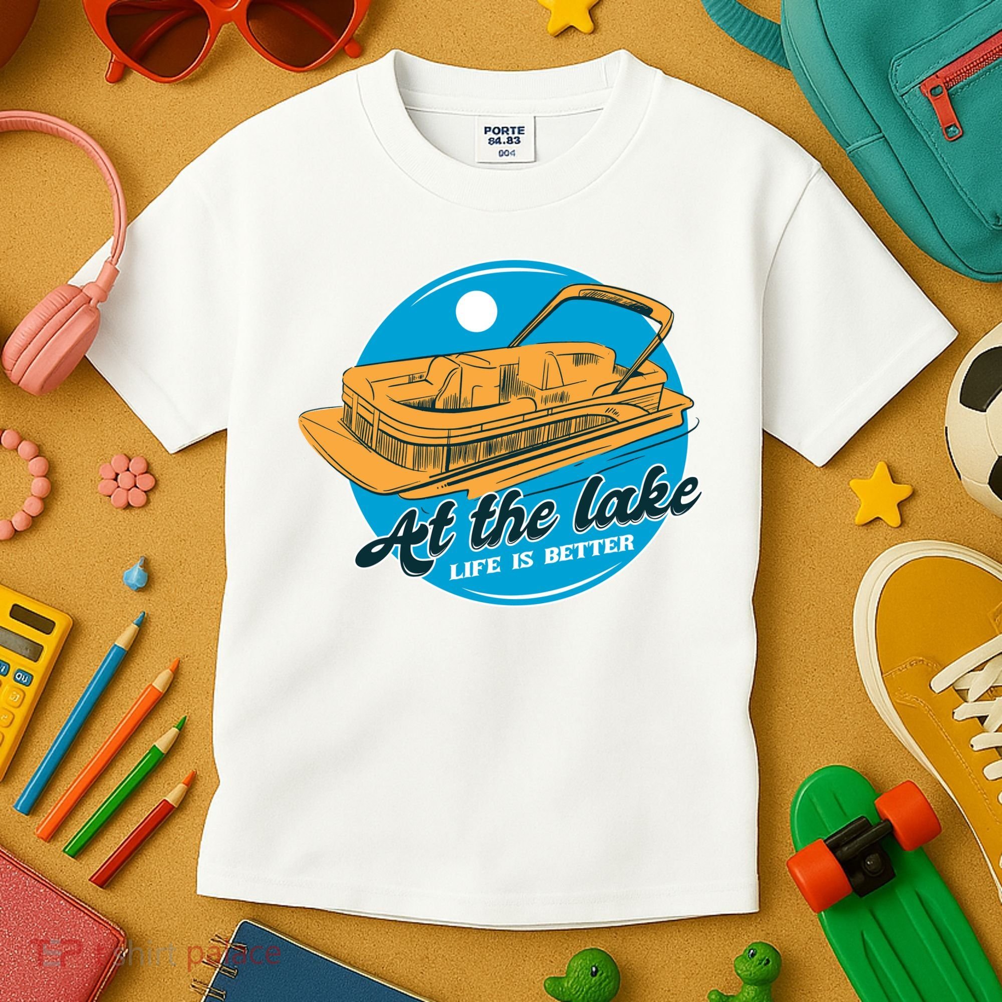 At The Lake Life Is Better Pontoon Kids T-Shirt