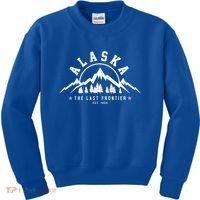 Alaska The Last Frontier Est 1959 Mountains Nature Gift Kids Sweatshirt thumb 0