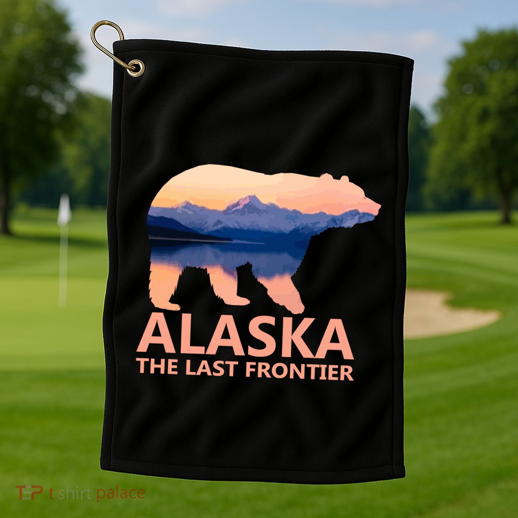 Alaska The Last Frontier Grizzly Bear Lake Gift Funny Gift Golf Towel