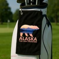 Alaska The Last Frontier Grizzly Bear Lake Gift Funny Gift Golf Towel thumb 2