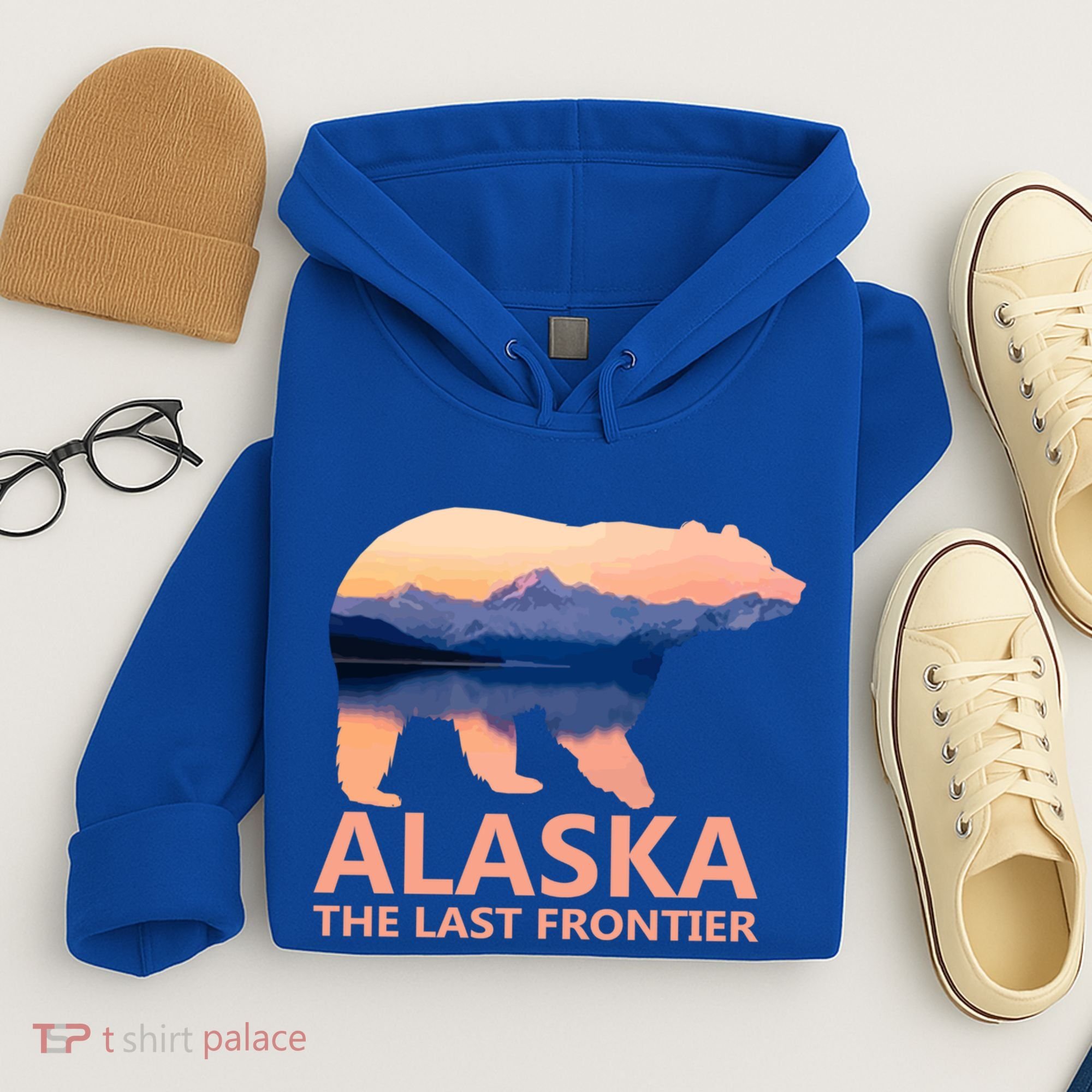 Alaska The Last Frontier Grizzly Bear Lake Gift Funny Gift Hoodie