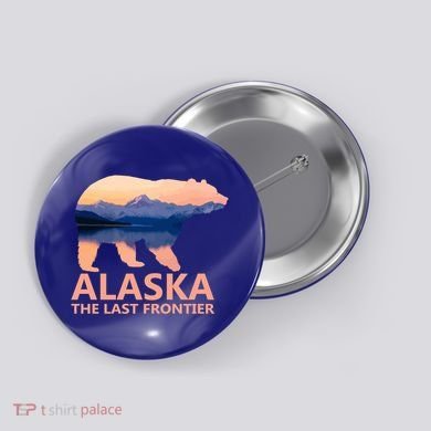 Alaska The Last Frontier Grizzly Bear Lake Gift Funny Gift Button