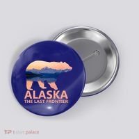 Alaska The Last Frontier Grizzly Bear Lake Gift Funny Gift Button thumb 0
