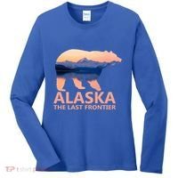 Alaska The Last Frontier Grizzly Bear Lake Gift Funny Gift Women's Long Sleeve Shirt thumb 0