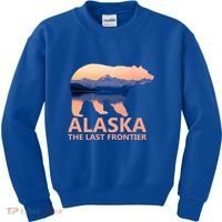 Alaska The Last Frontier Grizzly Bear Lake Gift Funny Gift Kids Sweatshirt thumb 0