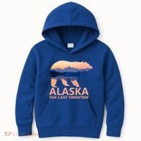 Alaska The Last Frontier Grizzly Bear Lake Gift Funny Gift Kids Hoodie thumb 0
