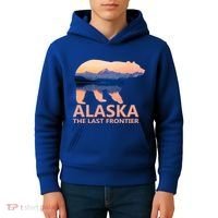 Alaska The Last Frontier Grizzly Bear Lake Gift Funny Gift Kids Hoodie thumb 4