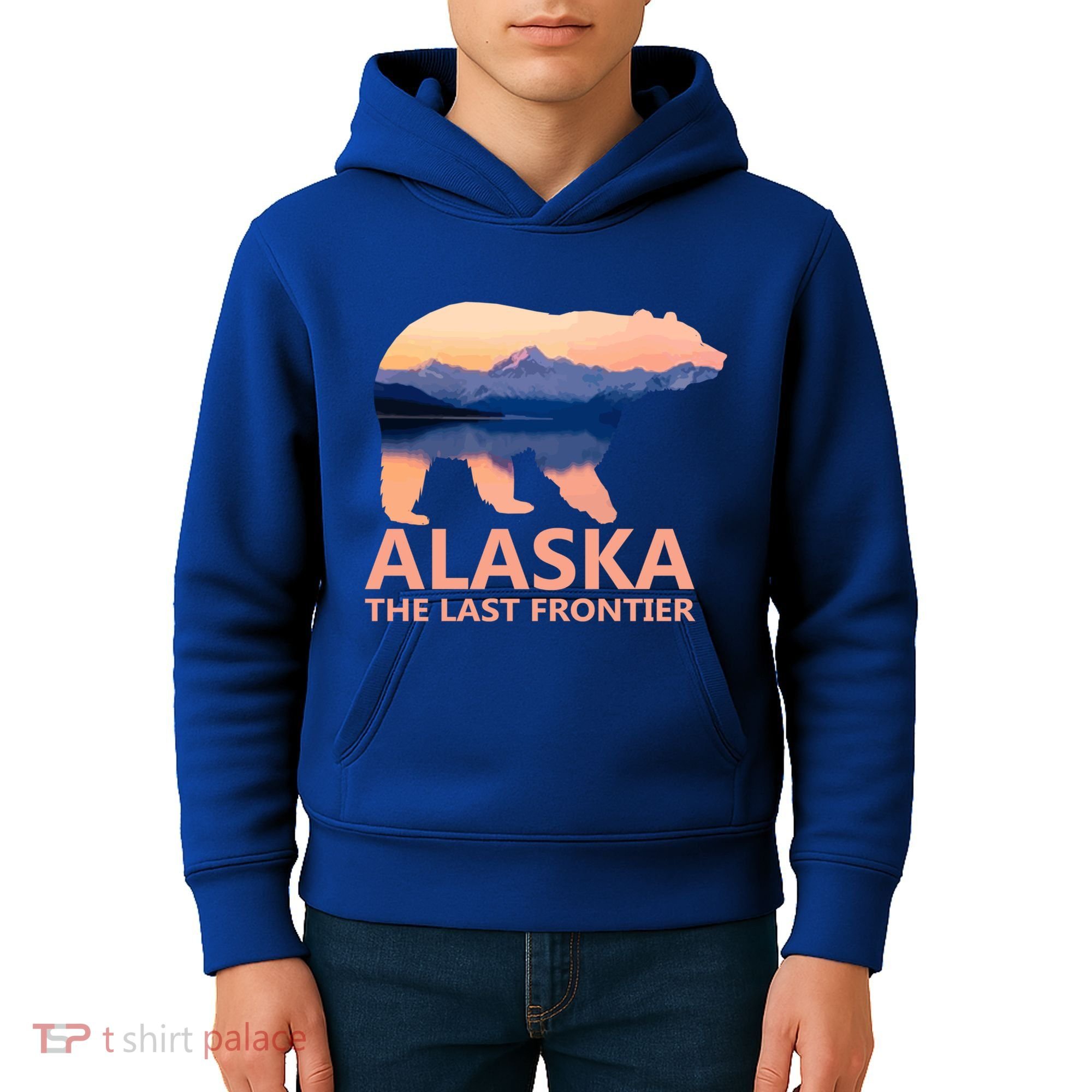Alaska The Last Frontier Grizzly Bear Lake Gift Funny Gift Kids Hoodie