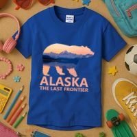 Alaska The Last Frontier Grizzly Bear Lake Gift Funny Gift Kids T-Shirt thumb 3