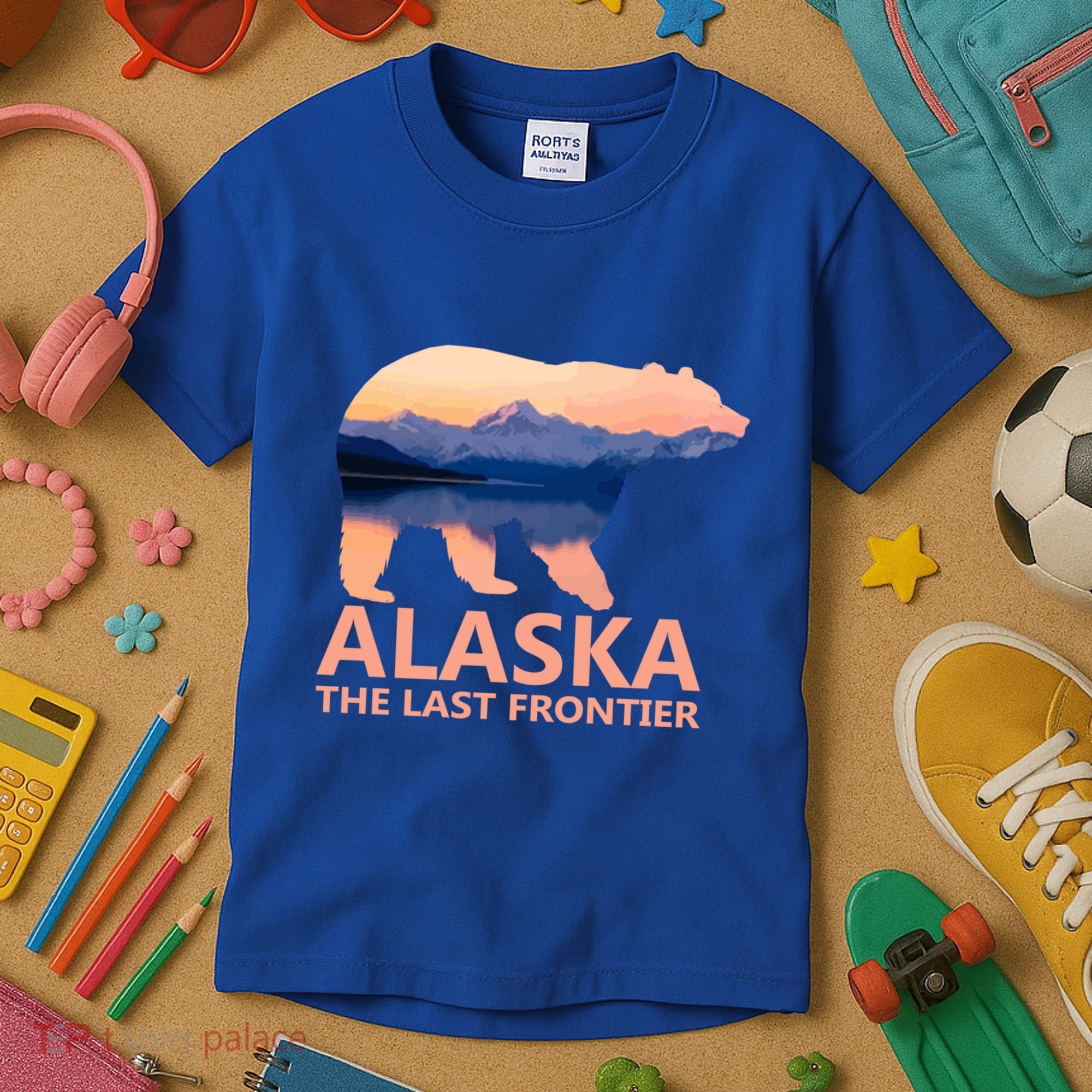 Alaska The Last Frontier Grizzly Bear Lake Gift Funny Gift Kids T-Shirt