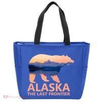 Alaska The Last Frontier Grizzly Bear Lake Gift Funny Gift Tote Bag thumb 0