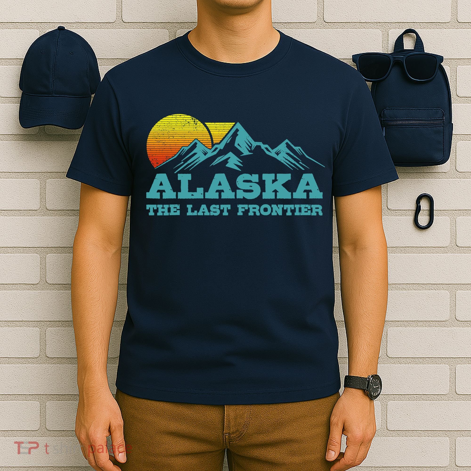 Alaska The Last Frontier Vintage Mountains Sunset Souvenir T-Shirt