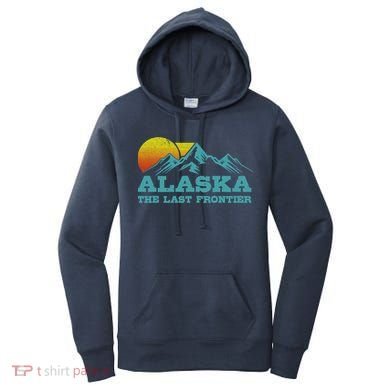 Alaska The Last Frontier Vintage Mountains Sunset Souvenir Women's Hoodie