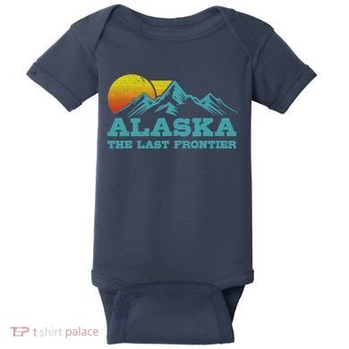 Alaska The Last Frontier Vintage Mountains Sunset Souvenir Baby Bodysuit