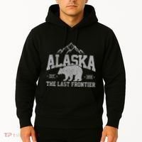 Alaska The Last Frontier Est 1959 Grizzly Bear Mountains Hoodie thumb 2