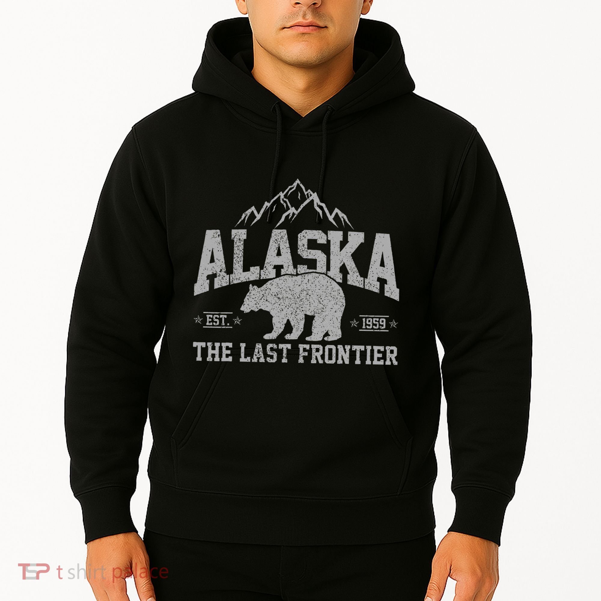 Alaska The Last Frontier Est 1959 Grizzly Bear Mountains Hoodie