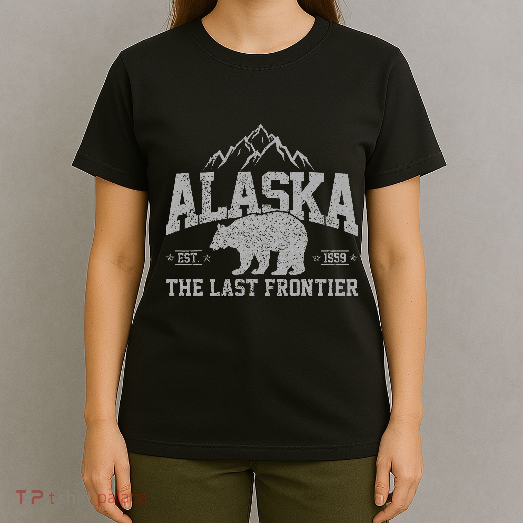 Alaska The Last Frontier Est 1959 Grizzly Bear Mountains T-Shirt