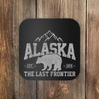 Alaska The Last Frontier Est 1959 Grizzly Bear Mountains Coaster thumb 0
