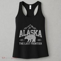 Alaska The Last Frontier Est 1959 Grizzly Bear Mountains Women's Tank Top thumb 3