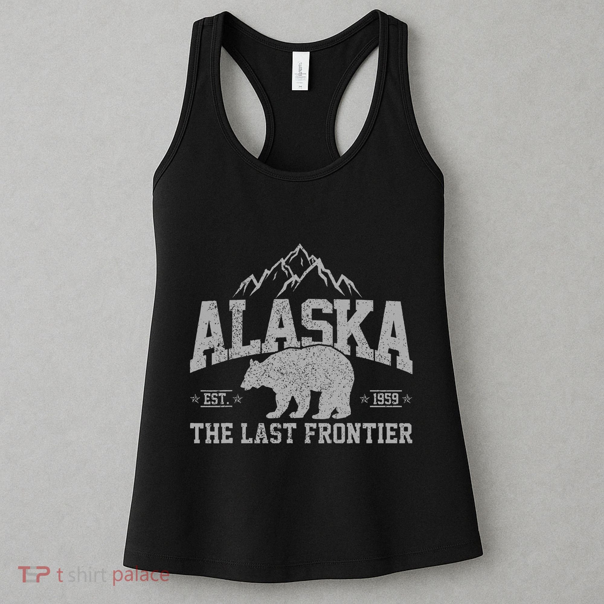 Alaska The Last Frontier Est 1959 Grizzly Bear Mountains Women's Tank Top
