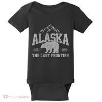Alaska The Last Frontier Est 1959 Grizzly Bear Mountains Baby Bodysuit thumb 0