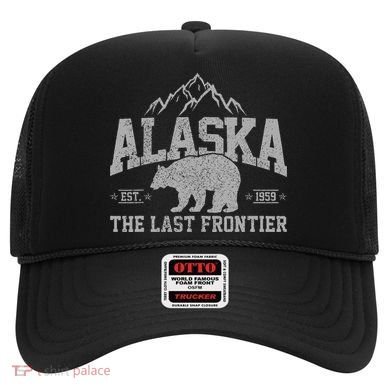 Alaska The Last Frontier Est 1959 Grizzly Bear Mountains Hat