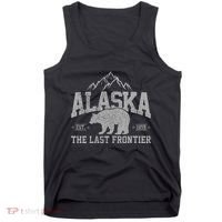 Alaska The Last Frontier Est 1959 Grizzly Bear Mountains Tank Top thumb 0