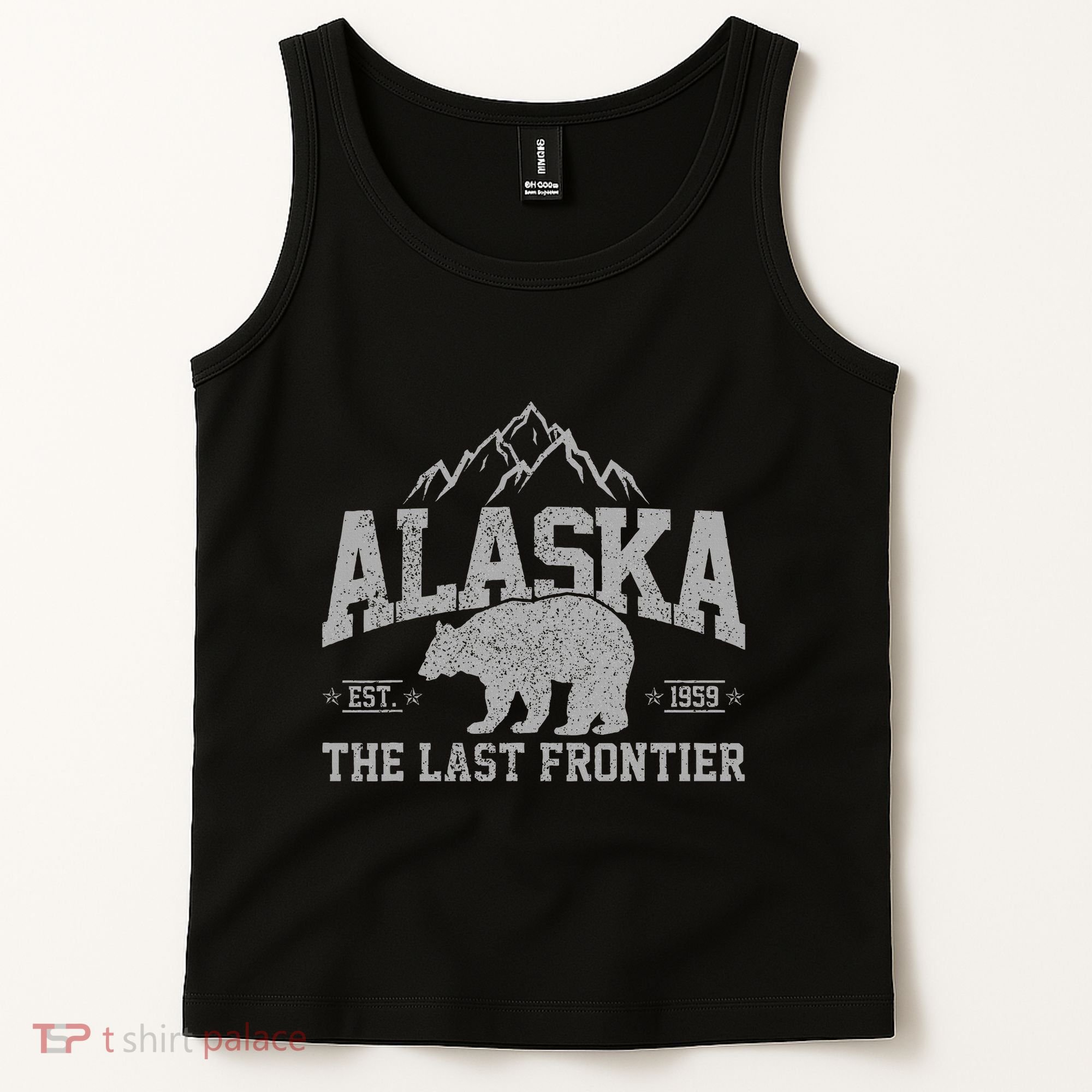 Alaska The Last Frontier Est 1959 Grizzly Bear Mountains Tank Top