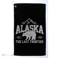 Alaska The Last Frontier Est 1959 Grizzly Bear Mountains Golf Towel thumb 0