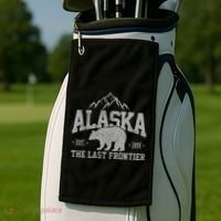 Alaska The Last Frontier Est 1959 Grizzly Bear Mountains Golf Towel thumb 2