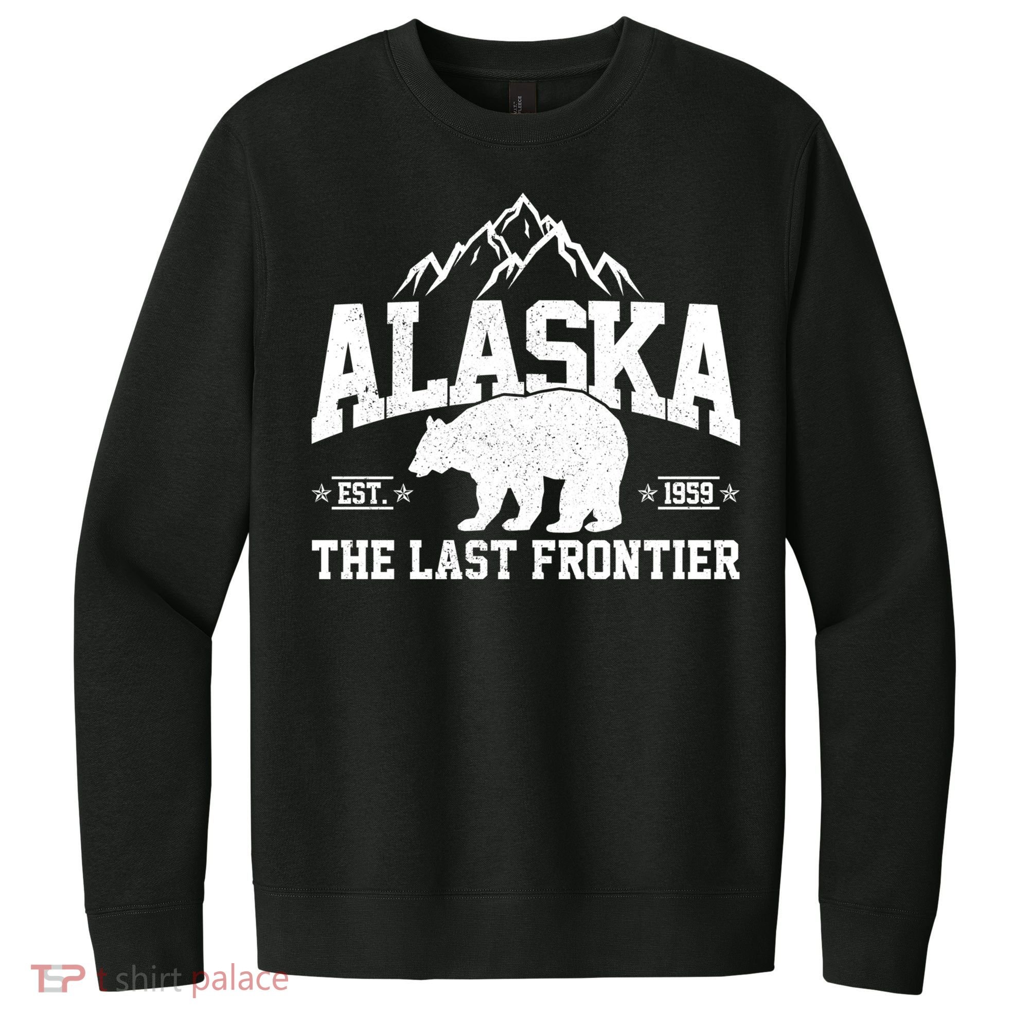 Alaska The Last Frontier EST 1959 Grizzly Bear Mountains V.I.T. Fleece Crew Sweatshirt