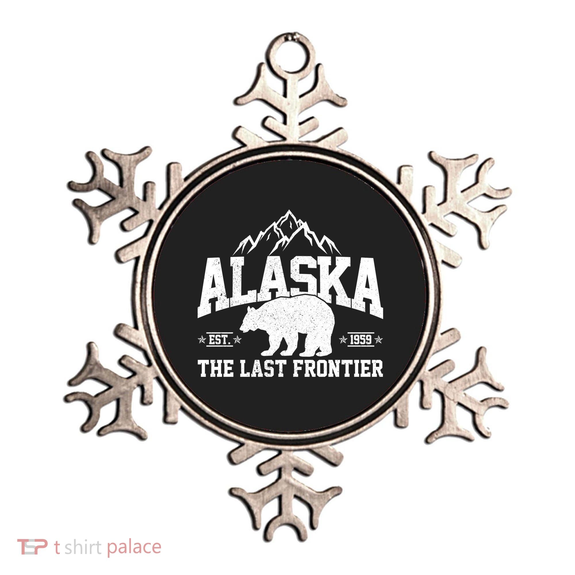 Alaska The Last Frontier EST 1959 Grizzly Bear Mountains Ornament