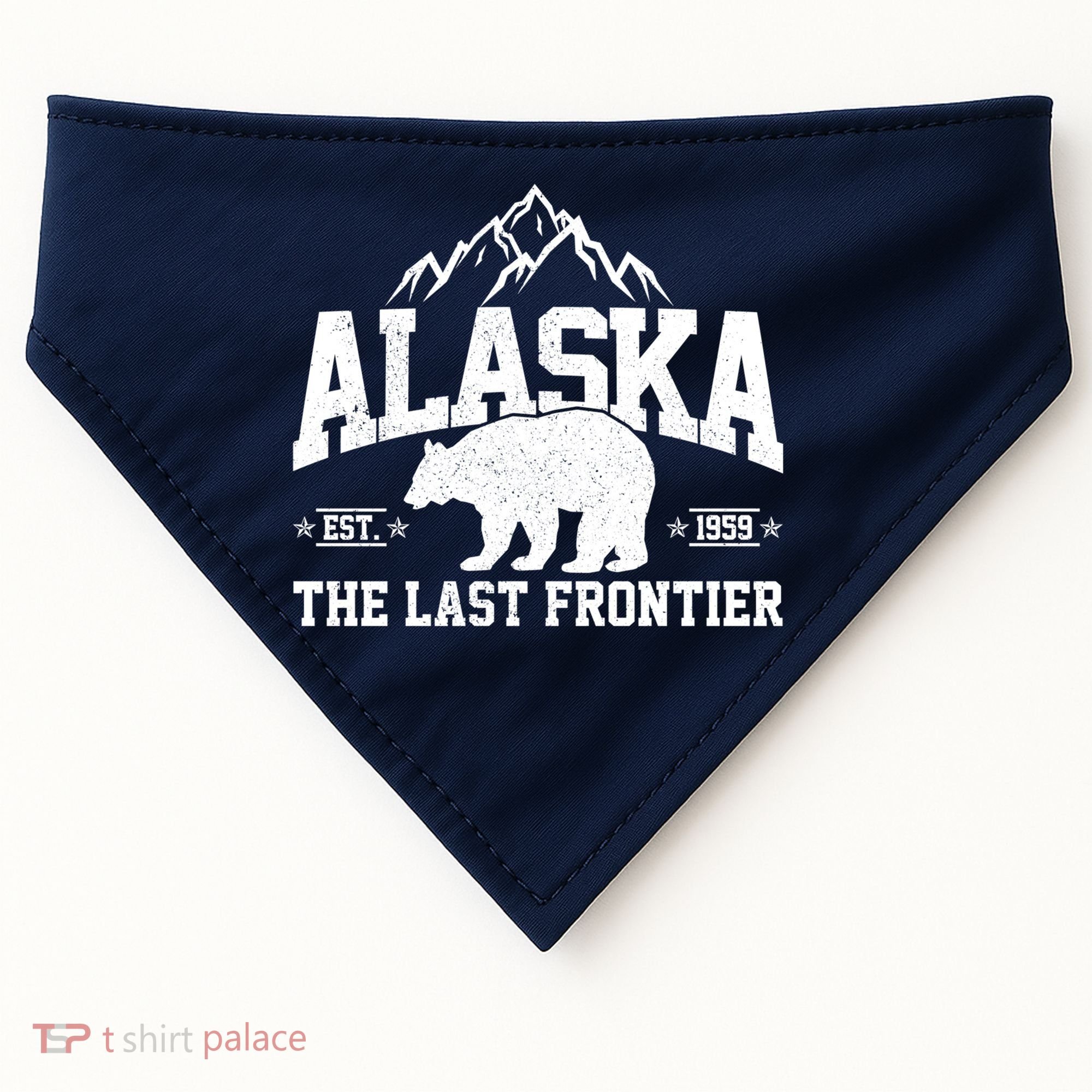 Alaska The Last Frontier EST 1959 Grizzly Bear Mountains USA-Made Doggie Bandana