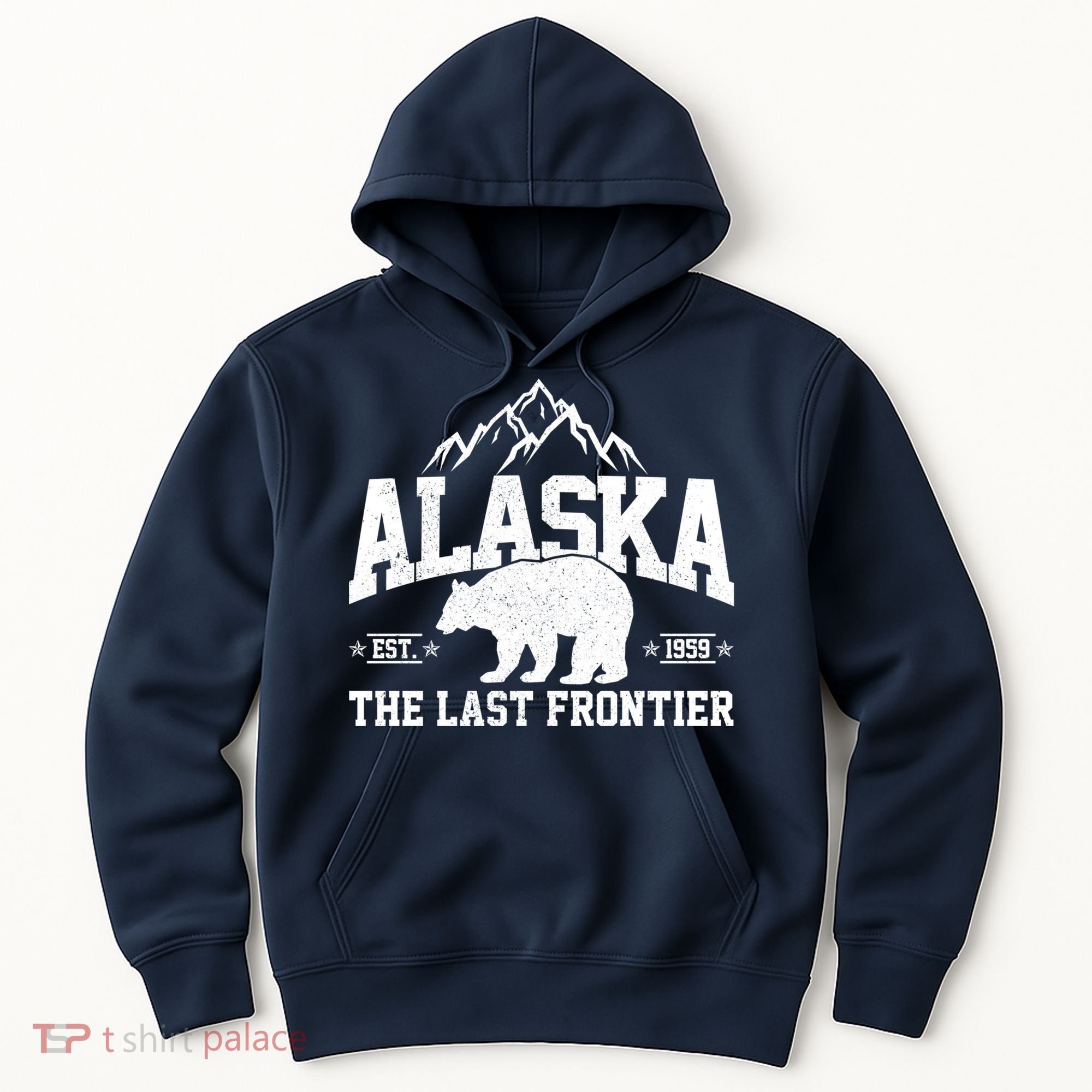 Alaska The Last Frontier EST 1959 Grizzly Bear Mountains Hoodie