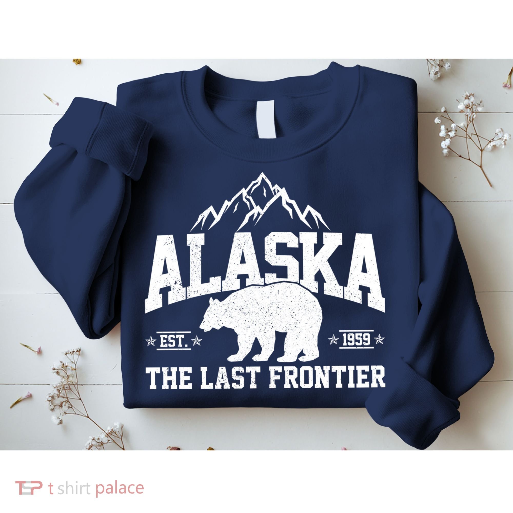 Alaska The Last Frontier EST 1959 Grizzly Bear Mountains Sweatshirt