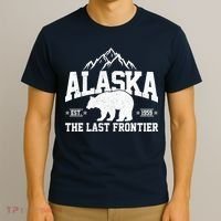 Alaska The Last Frontier EST 1959 Grizzly Bear Mountains T-Shirt thumb 3