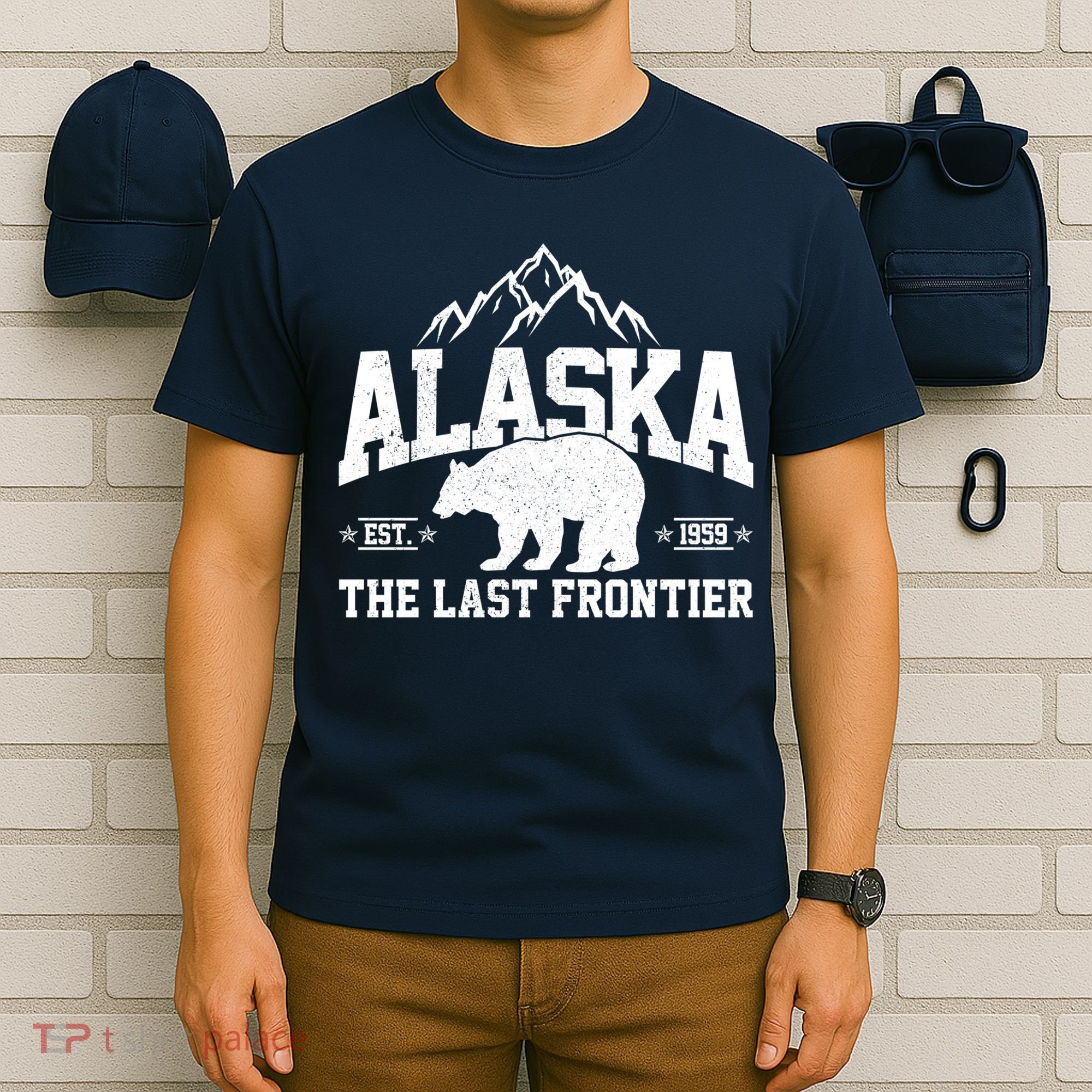 Alaska The Last Frontier EST 1959 Grizzly Bear Mountains T-Shirt