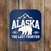 Alaska The Last Frontier EST 1959 Grizzly Bear Mountains Coaster thumb 0