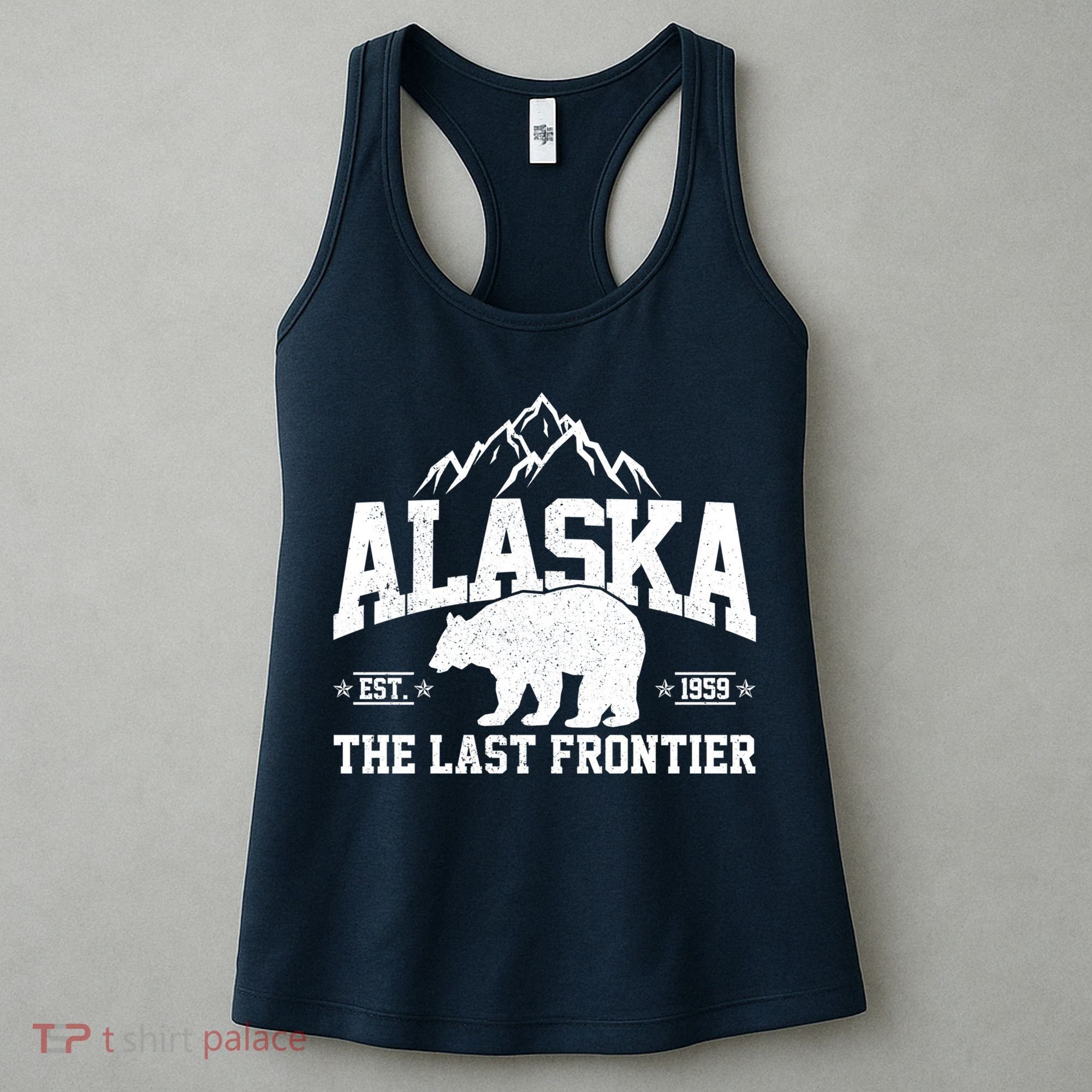 Alaska The Last Frontier EST 1959 Grizzly Bear Mountains Women's Tank Top