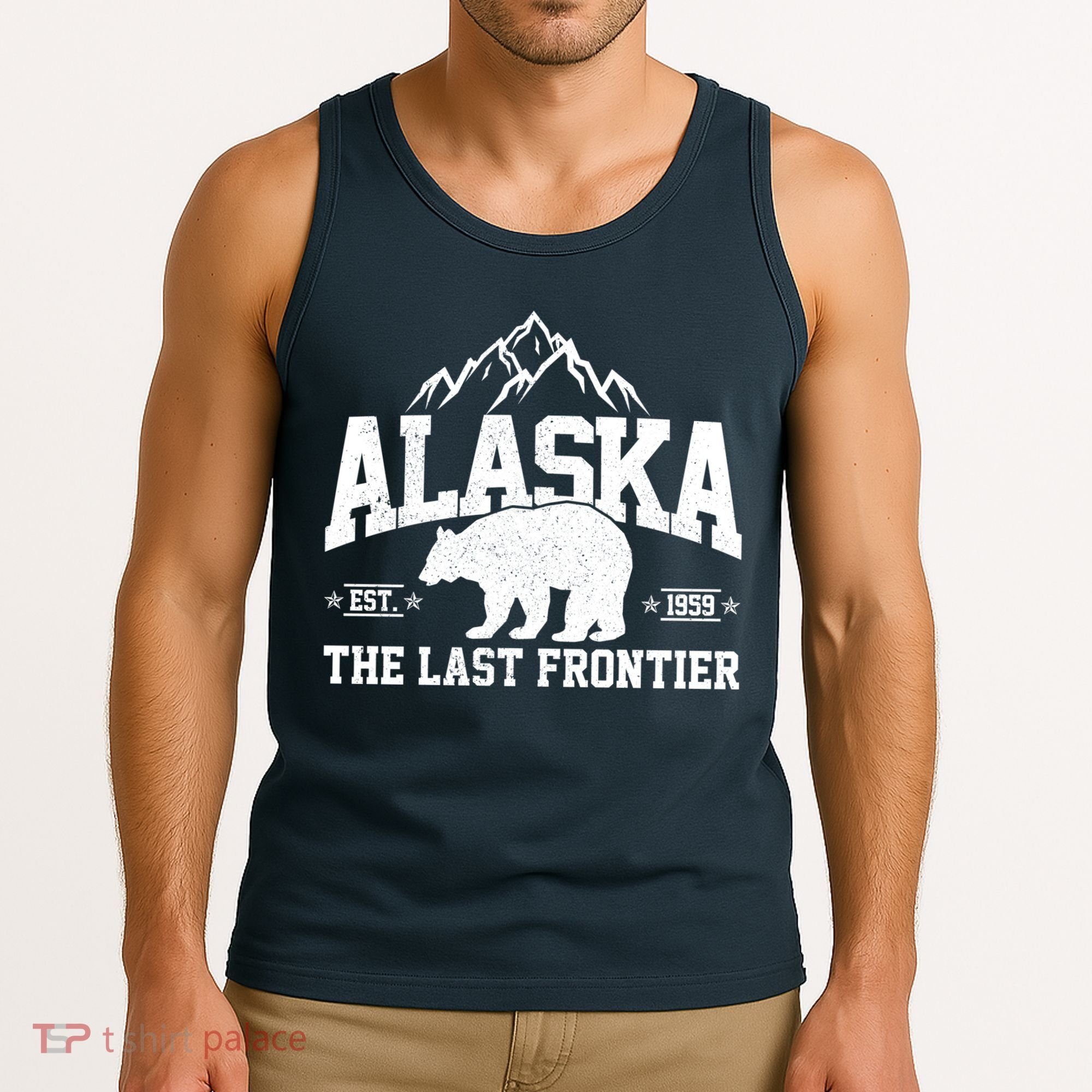 Alaska The Last Frontier EST 1959 Grizzly Bear Mountains Tank Top